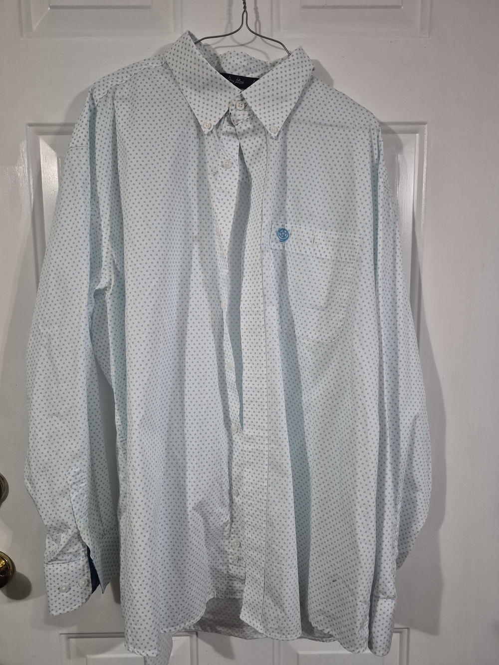 Wrangler Light Blue Microdot Button-Down Dress Shirt